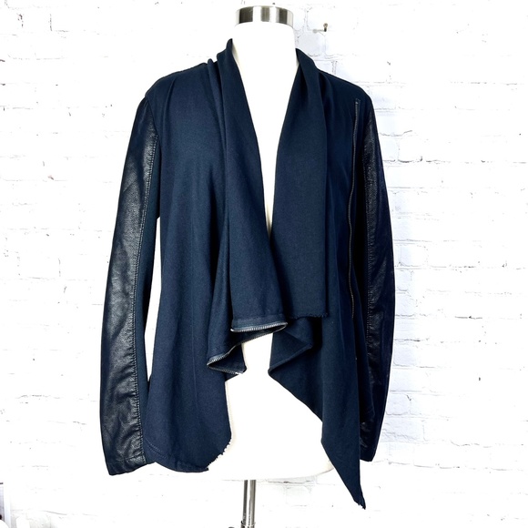 Blank NYC Jackets & Blazers - 🚫SOLD!|•[BLANKNYC]•| Draped Full Zip Faux Leather Snakeskin Cardigan + Cotton